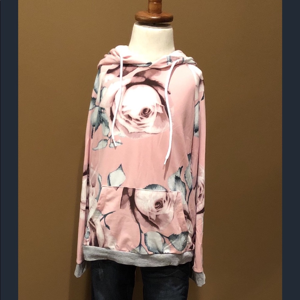 Girls pink floral sweatshirt